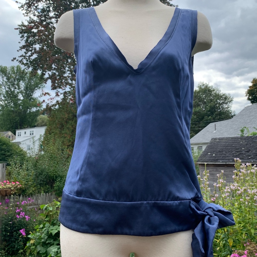 Boss Hugo Boss blue silk top NWT size 4